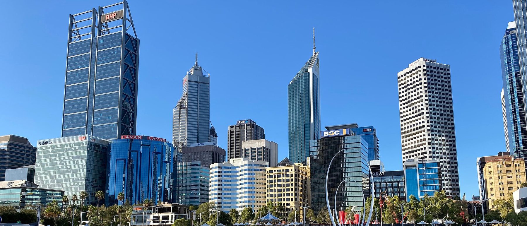 The Perth central business district skyline seen across the Swan River